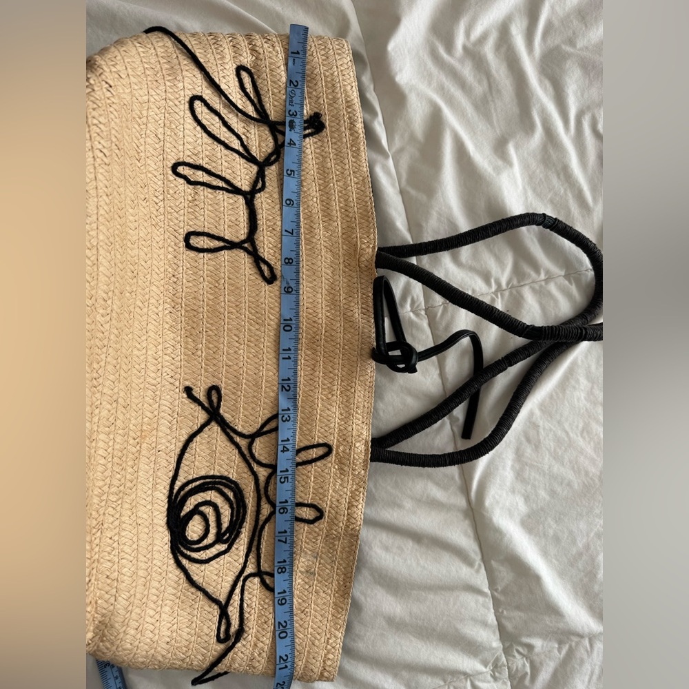 H&M Winky Face Straw Tote Bag Oversized Beach Market Bag - Picture 6 of 8